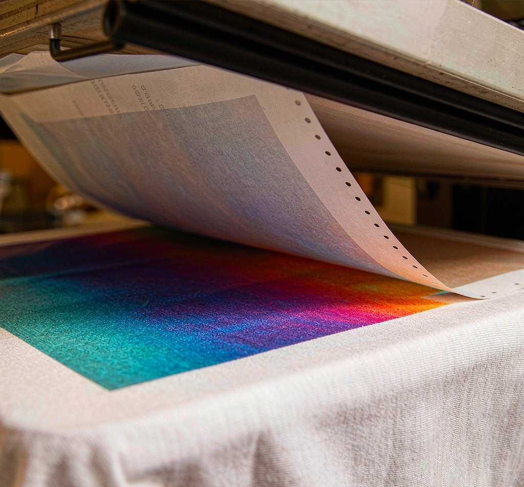 Macro view of dye-bonded sublimation knit fabric